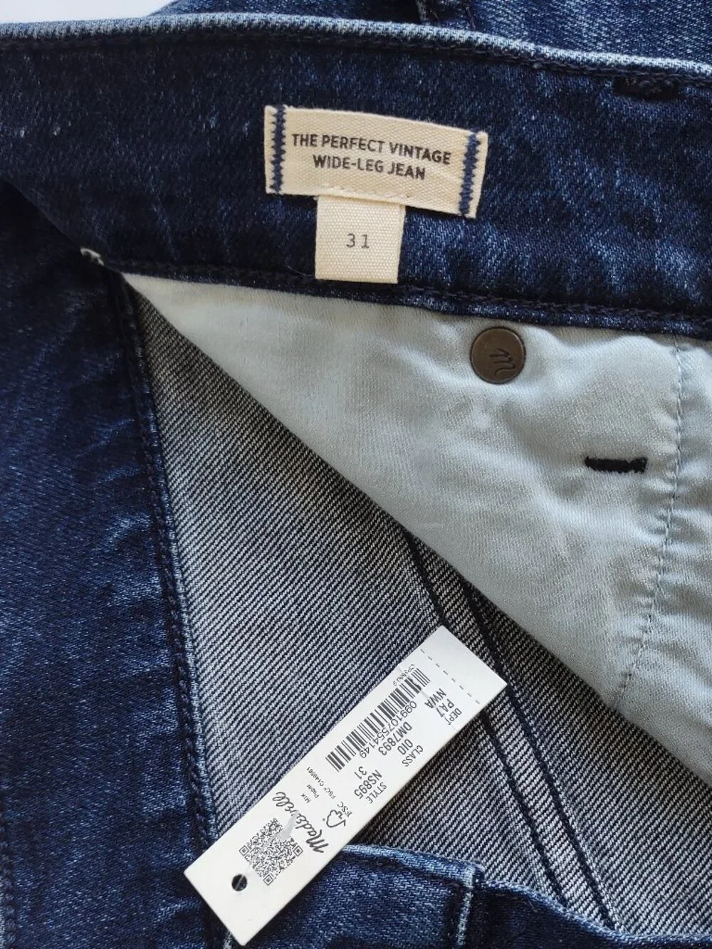 NWT Madewell The Perfect Vintage Jean Wide-Leg Medium-Dark Wash Size 31 - Picture 8 of 10
